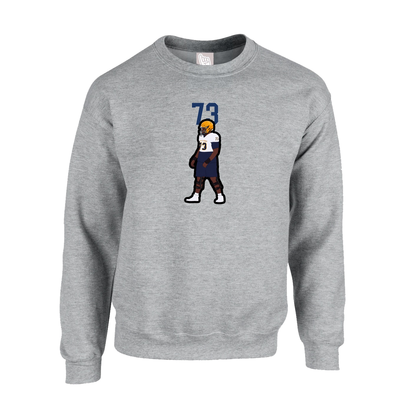 Fleece Crew — Number Top in Grey