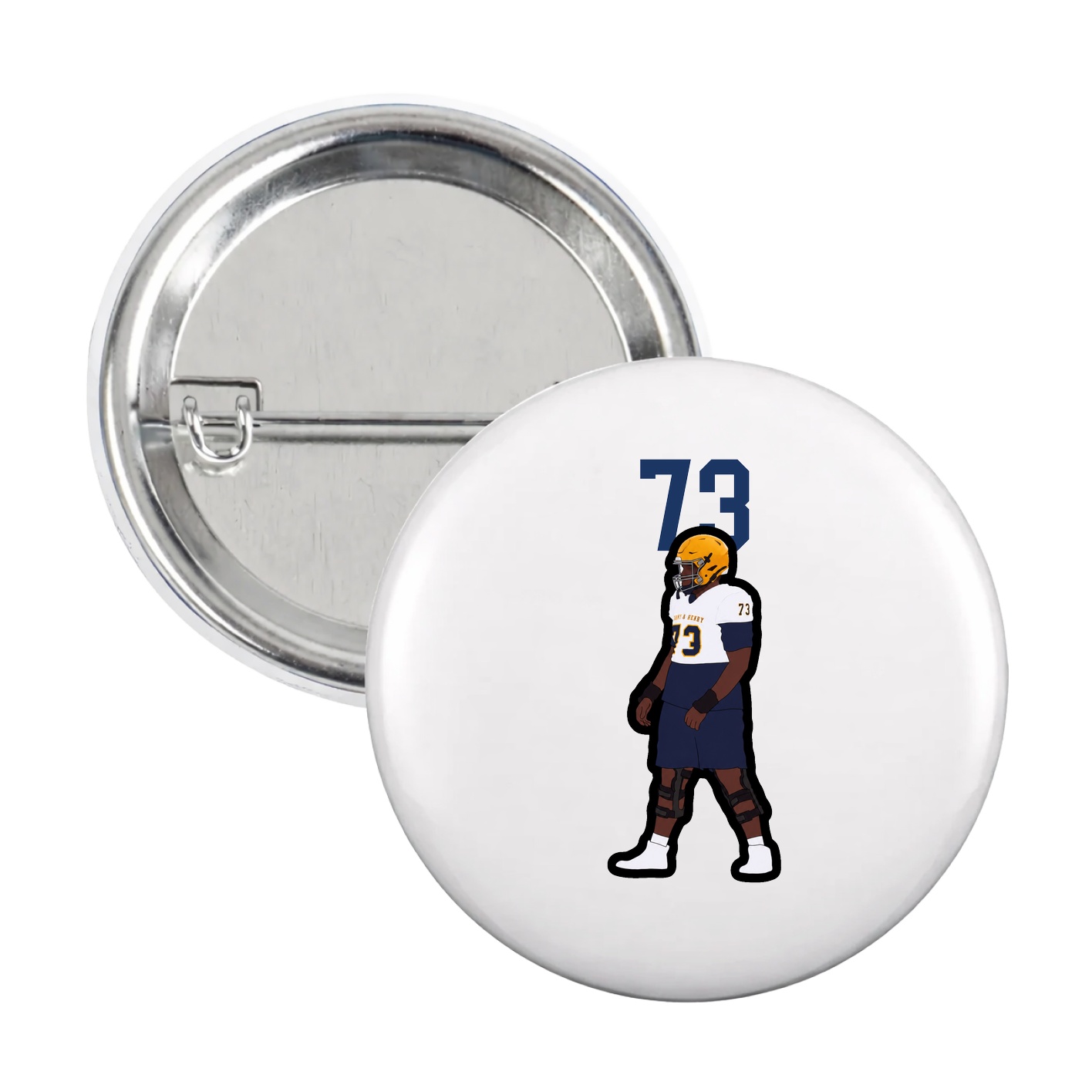 Game Day Button — Number Top in White