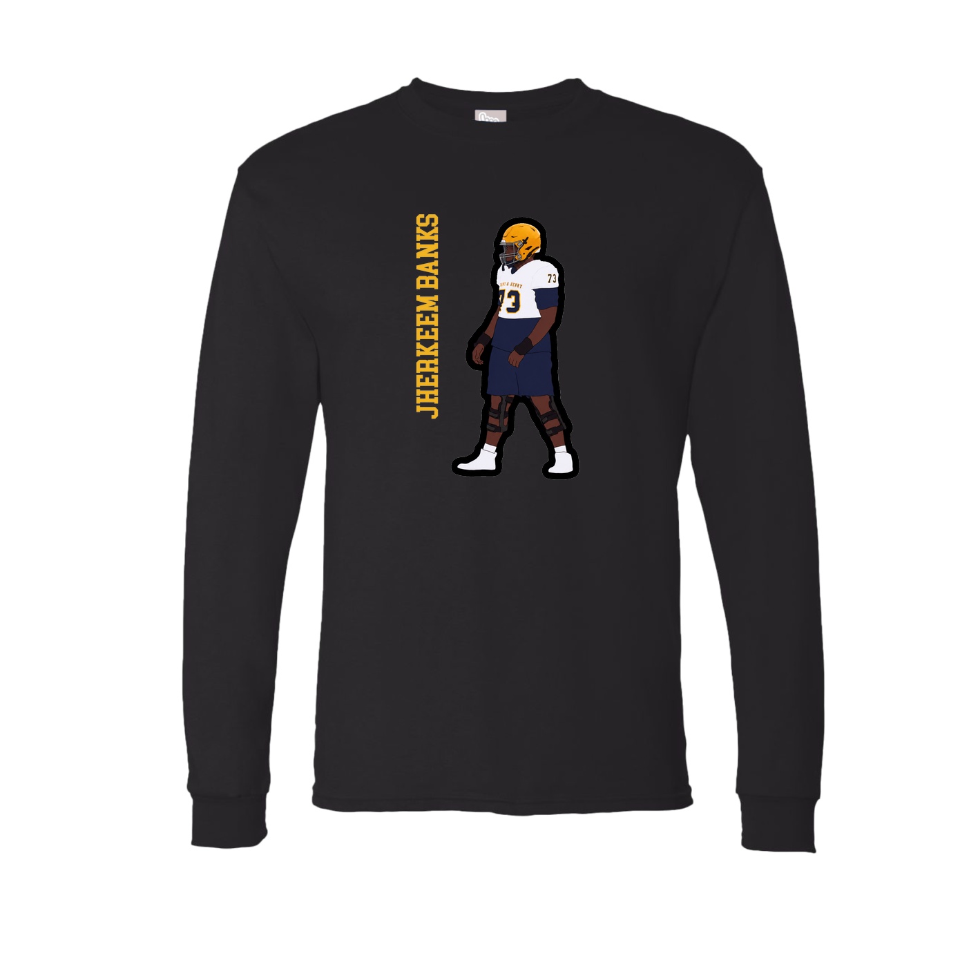 Long Sleeve Tee — Name Vertical in Black