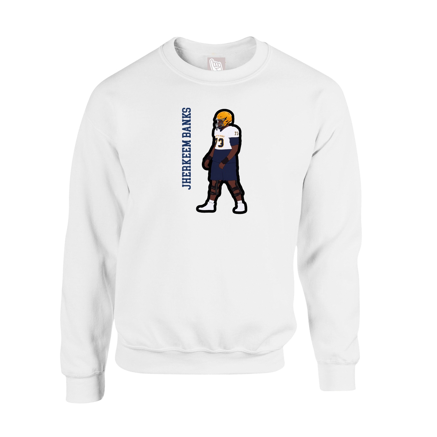 Fleece Crew — Name Vertical in White
