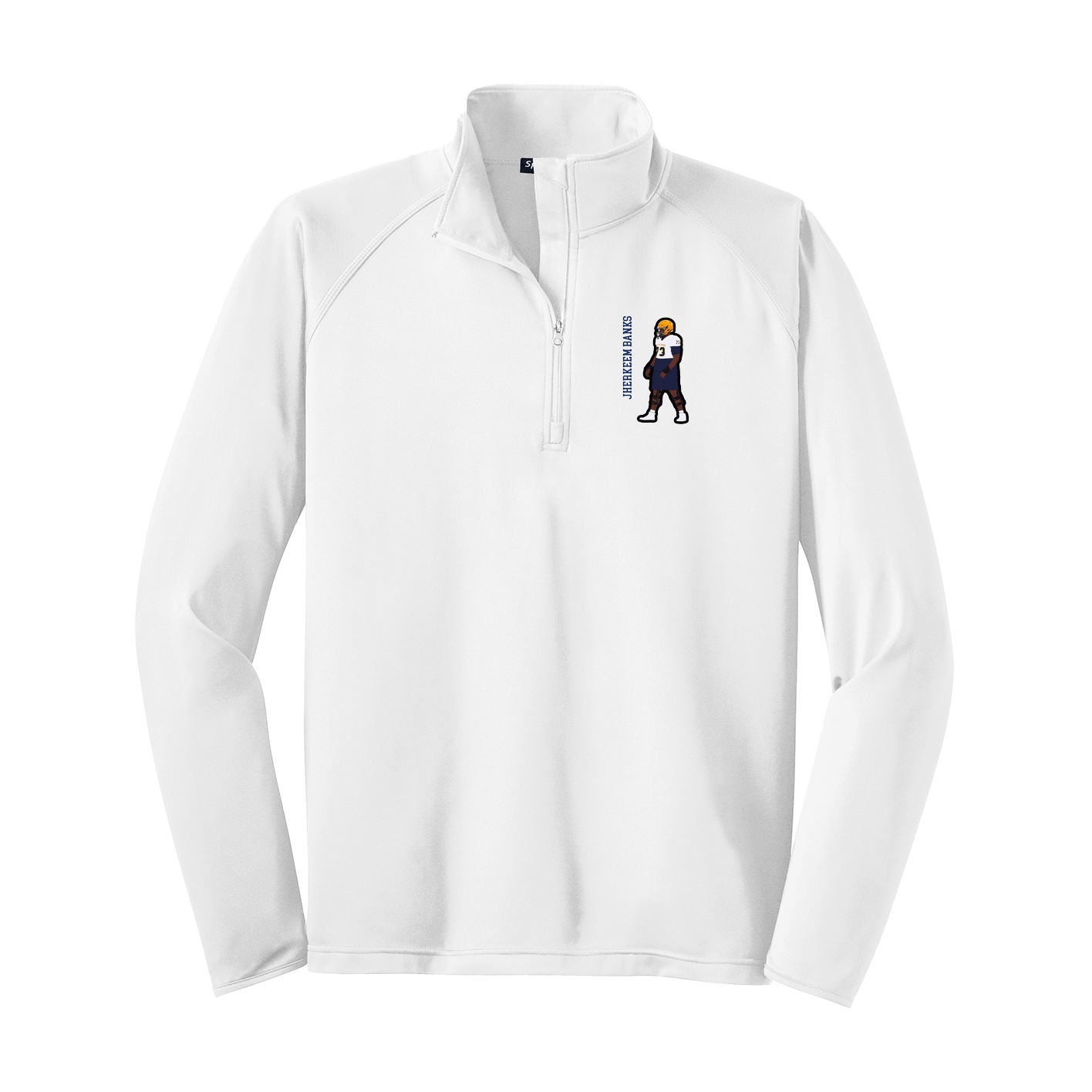 Q-Zip Pullover — Name Vertical in White