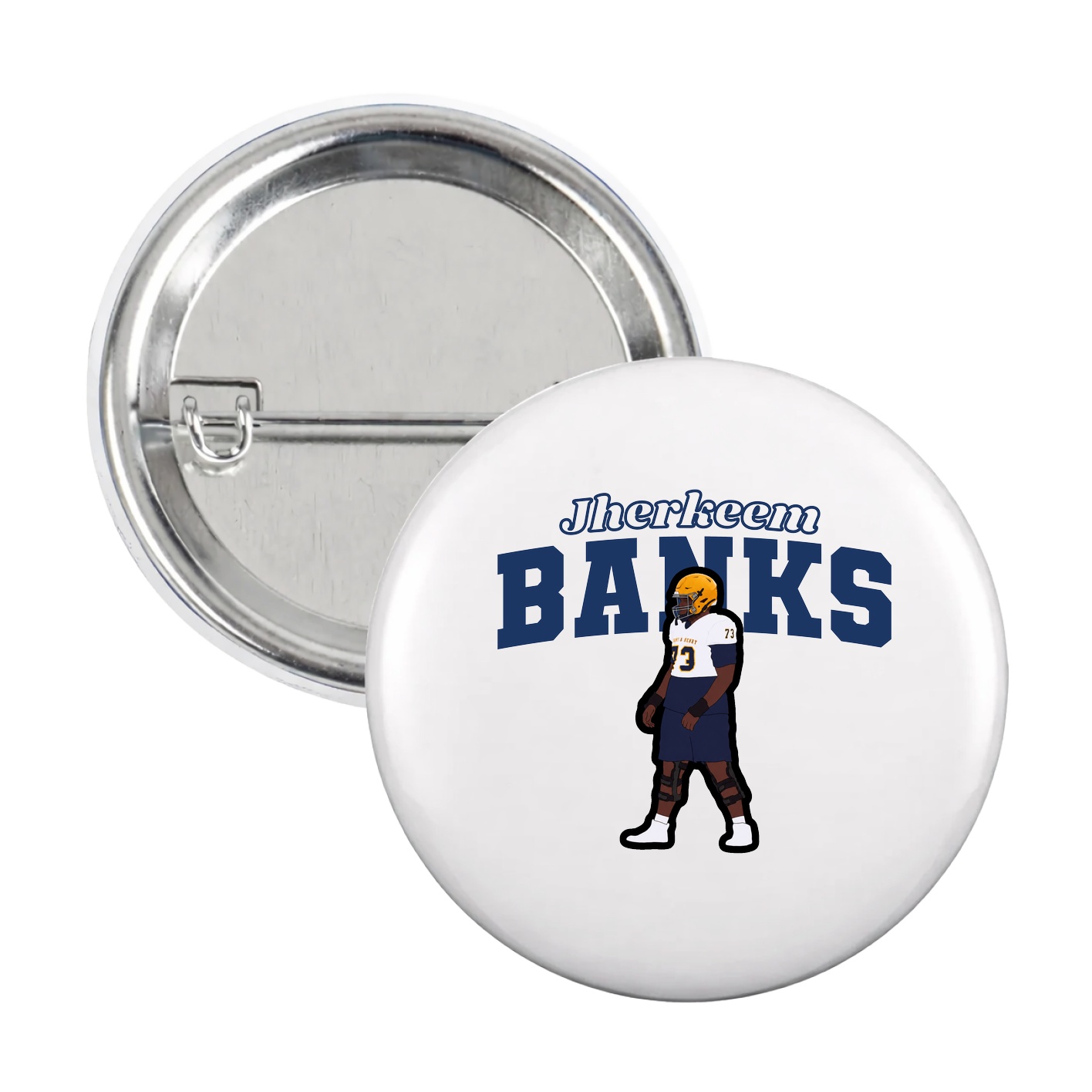 Game Day Button — Name Arch in White