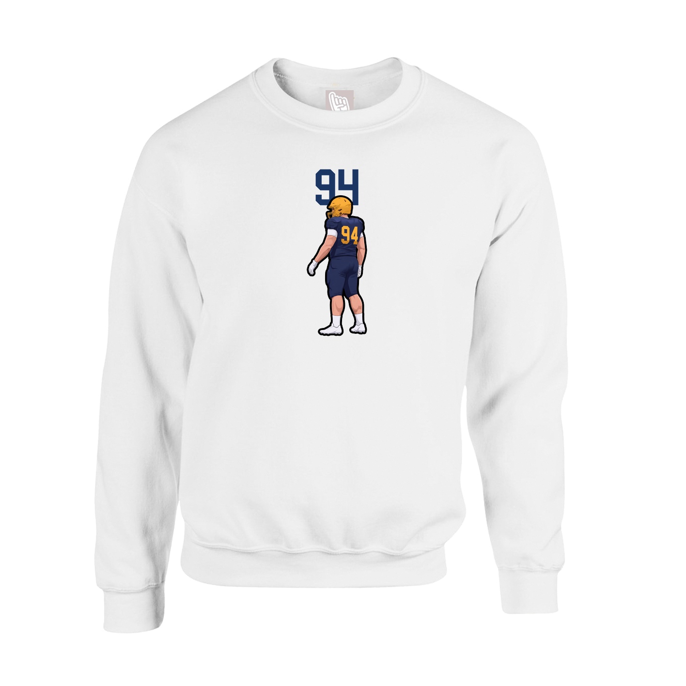 Fleece Crew — Number Top in White