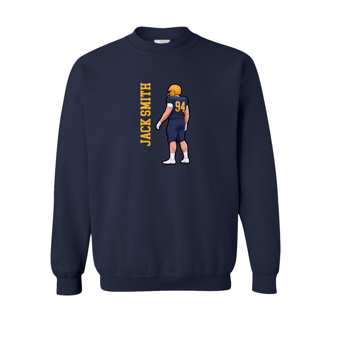 Fleece Crew — Name Vertical in Navy