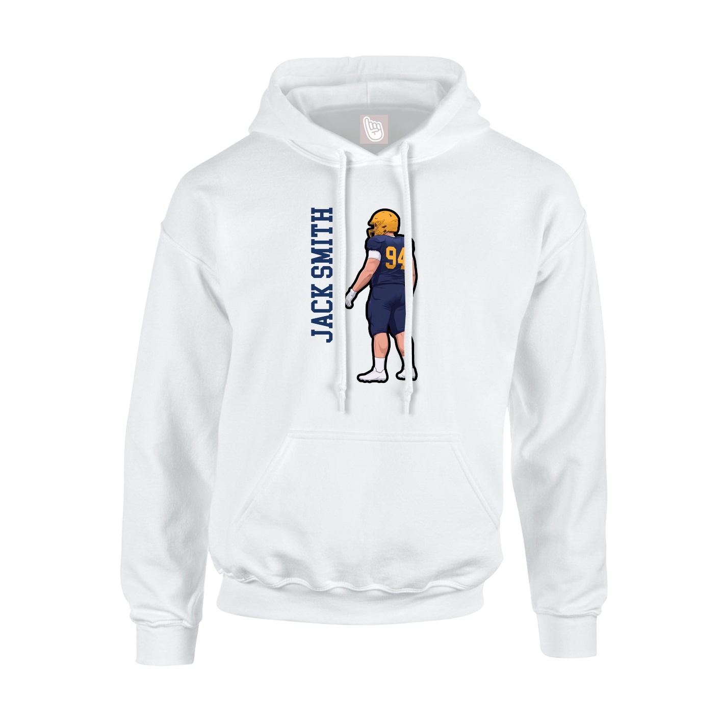 Youth Hoodie — Name Vertical in White