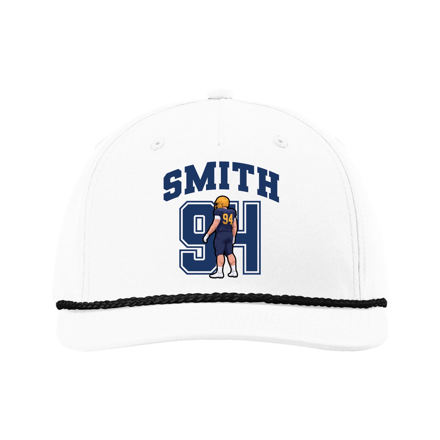 Five-Panel Classic Rope Cap — Number in White