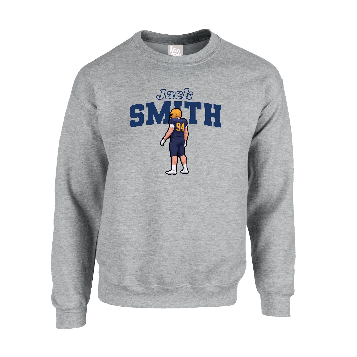 Fleece Crew — Name Arch in Grey
