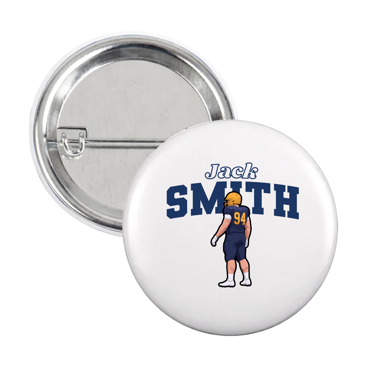 Game Day Button — Name Arch in White