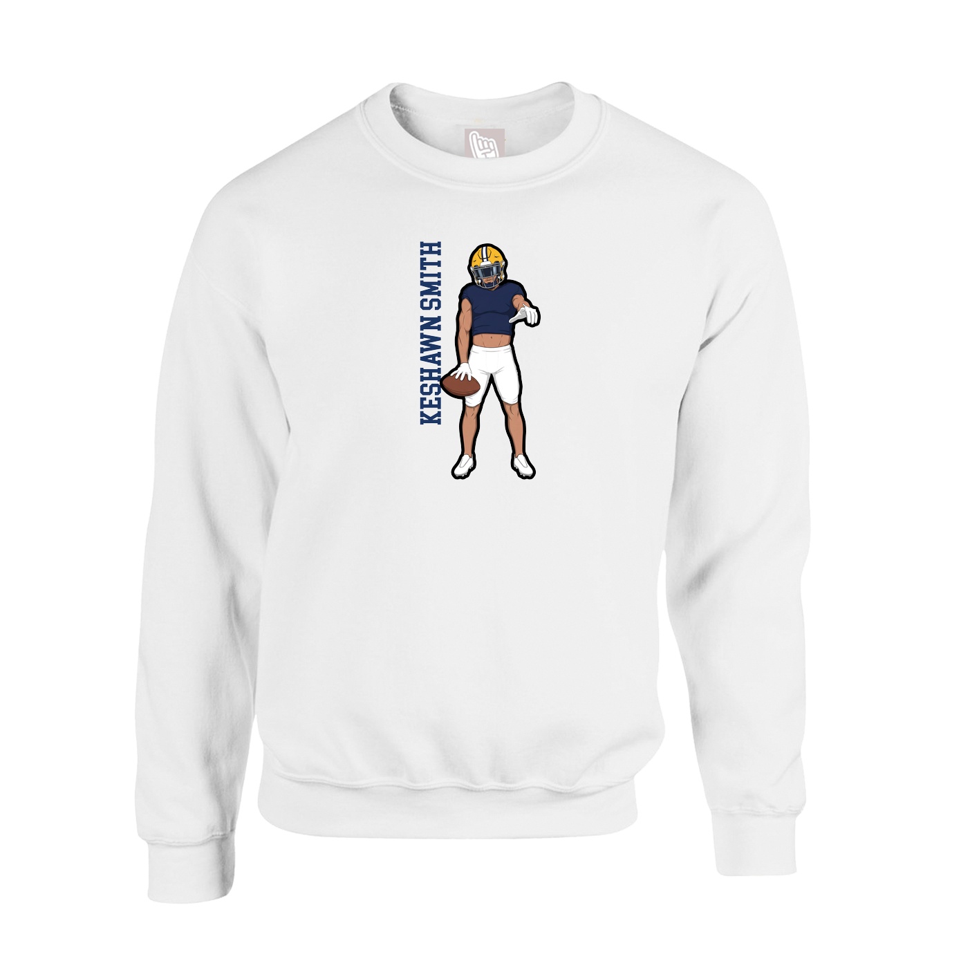 Fleece Crew — Name Vertical in White