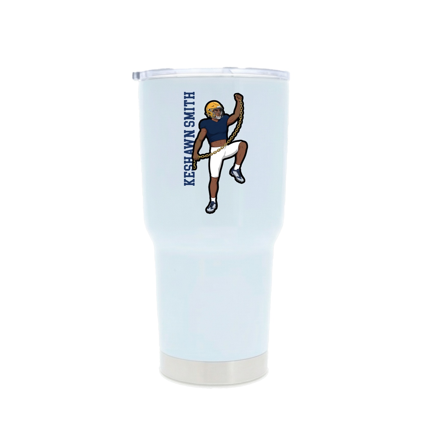 30oz Stainless Steel Tumbler — Name Vertical in White