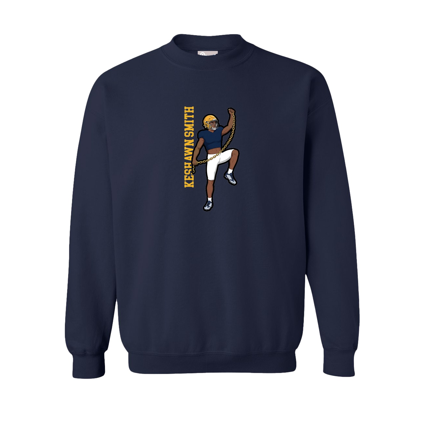 Fleece Crew — Name Vertical in Navy