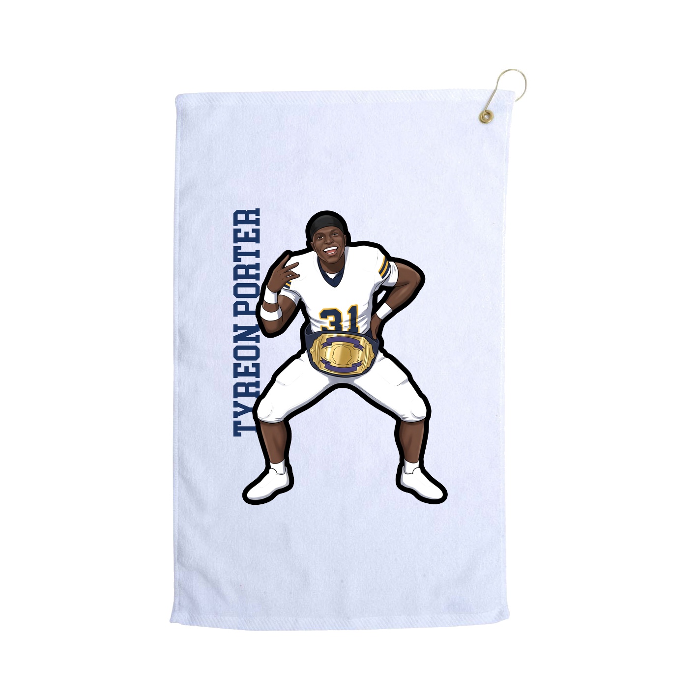 Golf Towel — Name Vertical in White