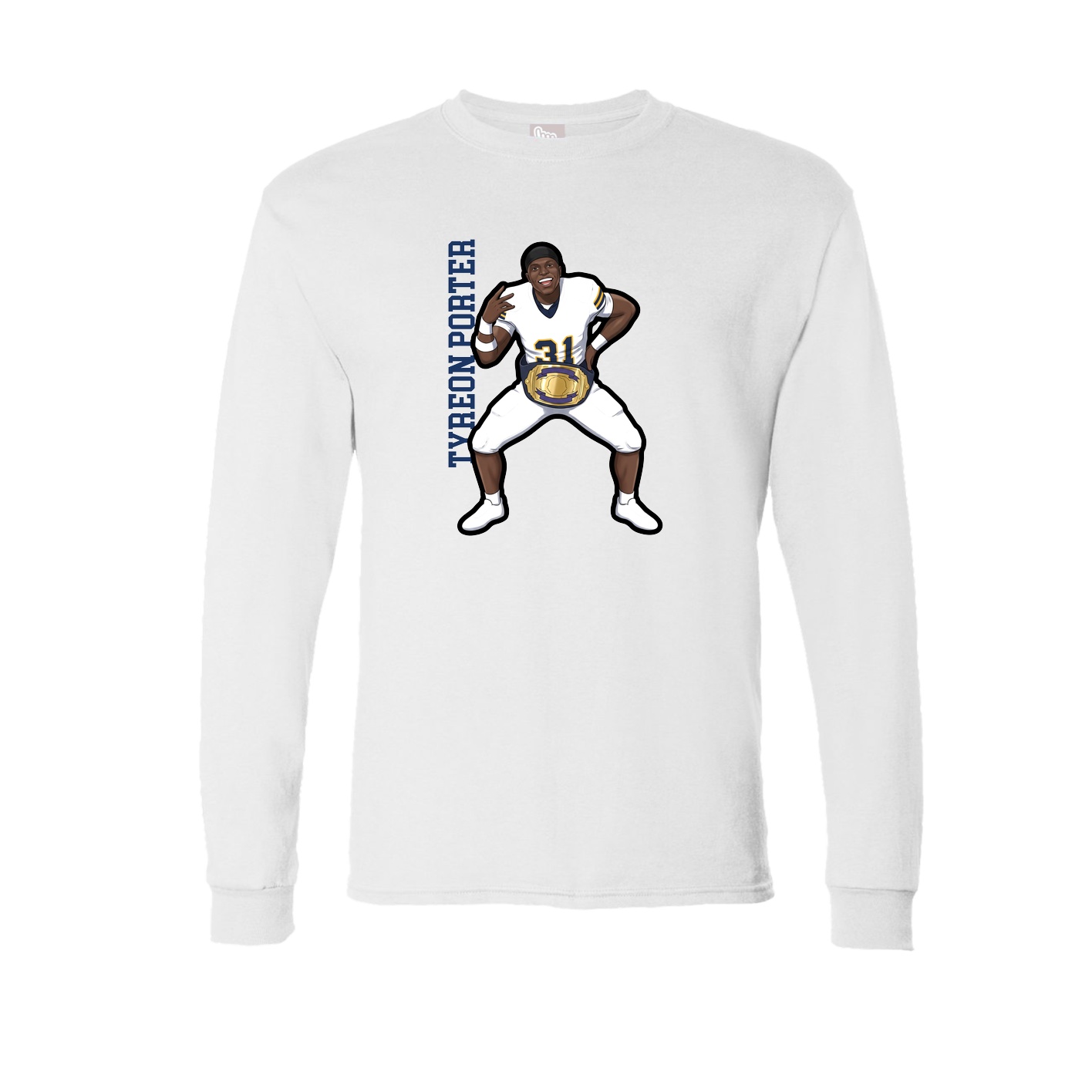 Long Sleeve Tee — Name Vertical in White