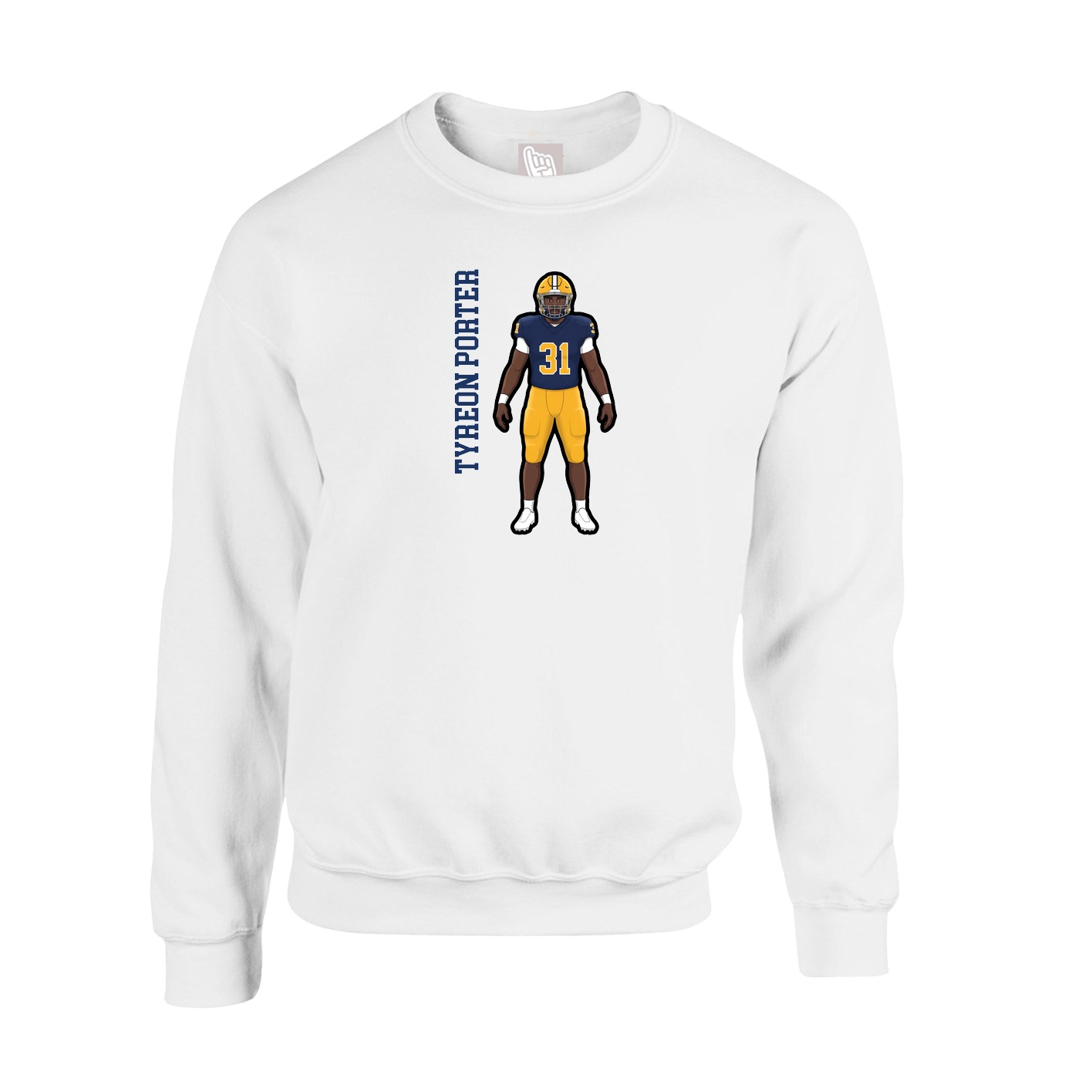 Fleece Crew — Name Vertical in White