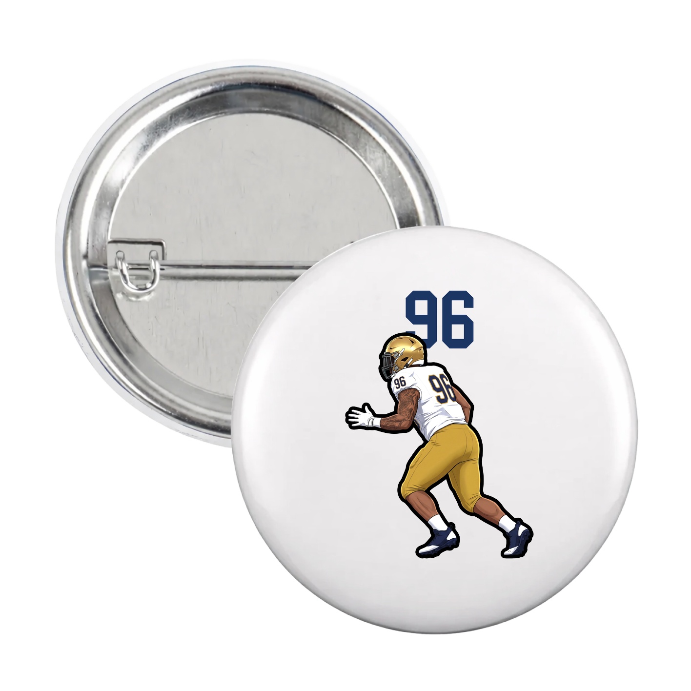 Game Day Button — Number Top in White