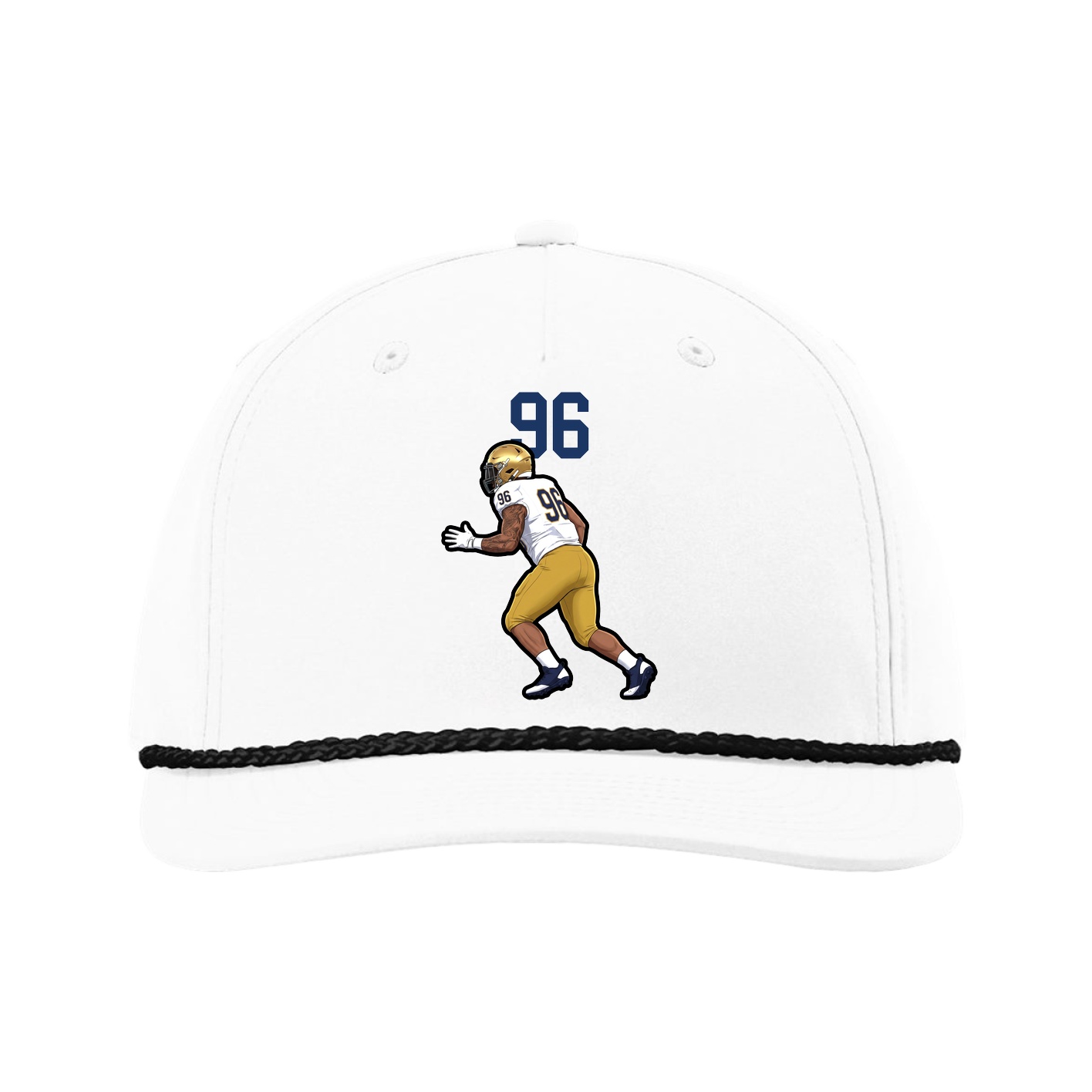 Five-Panel Classic Rope Cap — Number Top in White