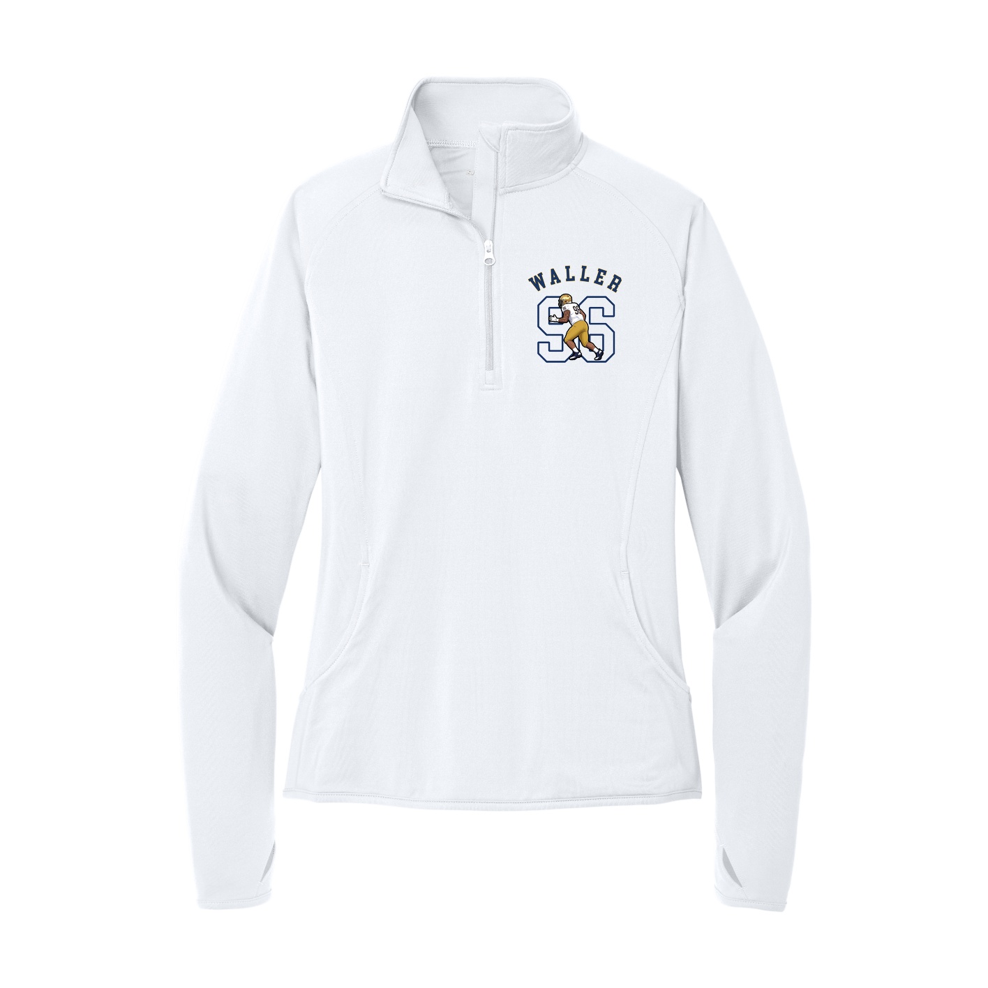 Women's Q-Zip Pullover — Shirsey Arch in White
