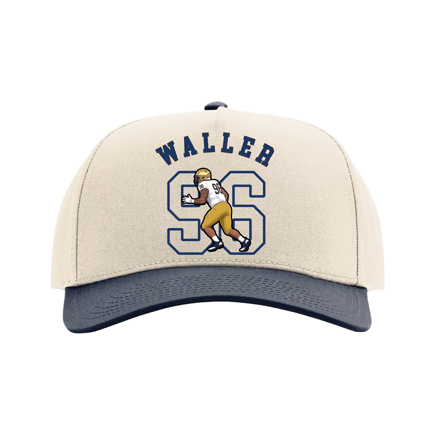 Full Fabric Five-Panel Champ Cap — Shirsey Arch in Cream/Navy