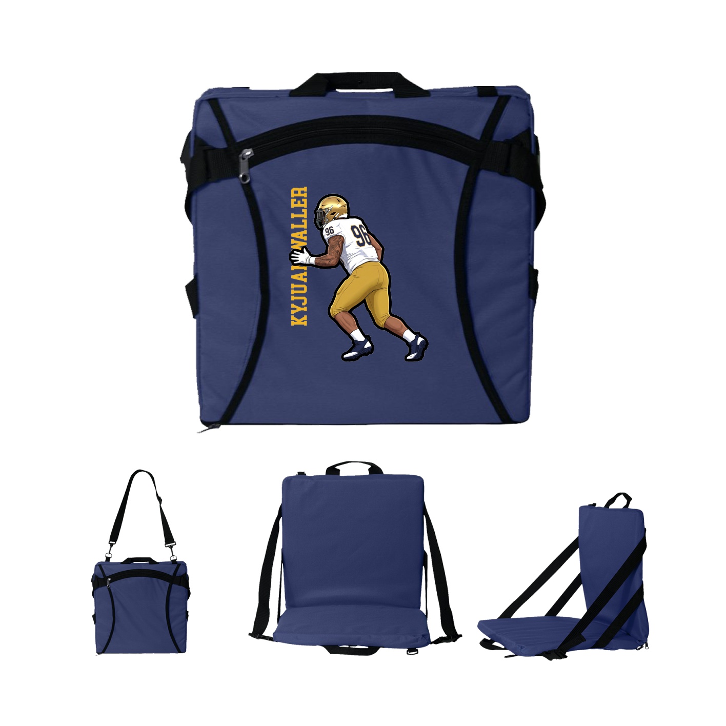 Folding Stadium Seat — Name Vertical in Navy