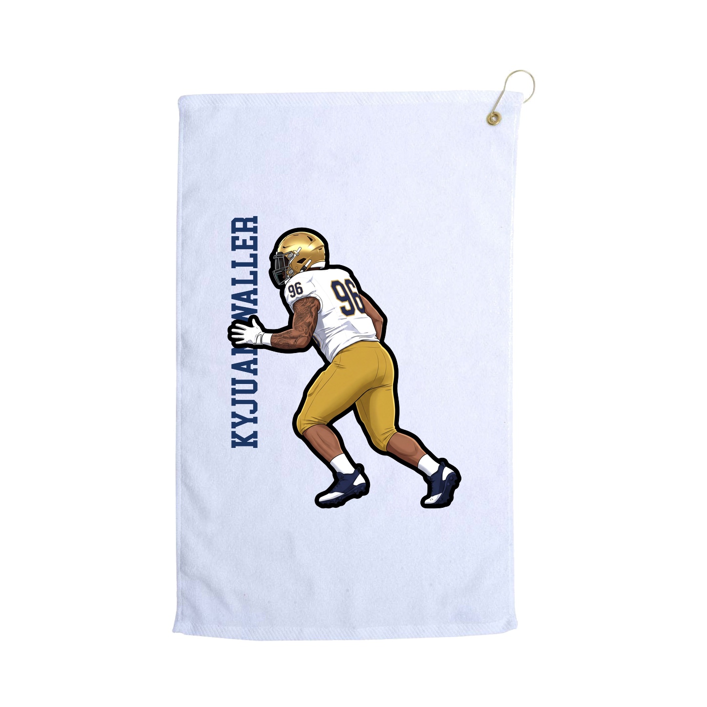 Golf Towel — Name Vertical in White