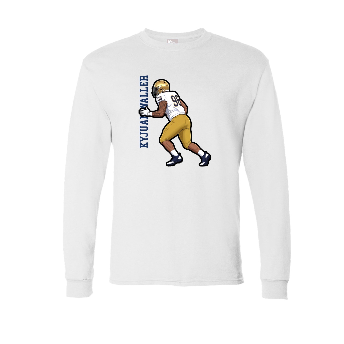 Long Sleeve Tee — Name Vertical in White