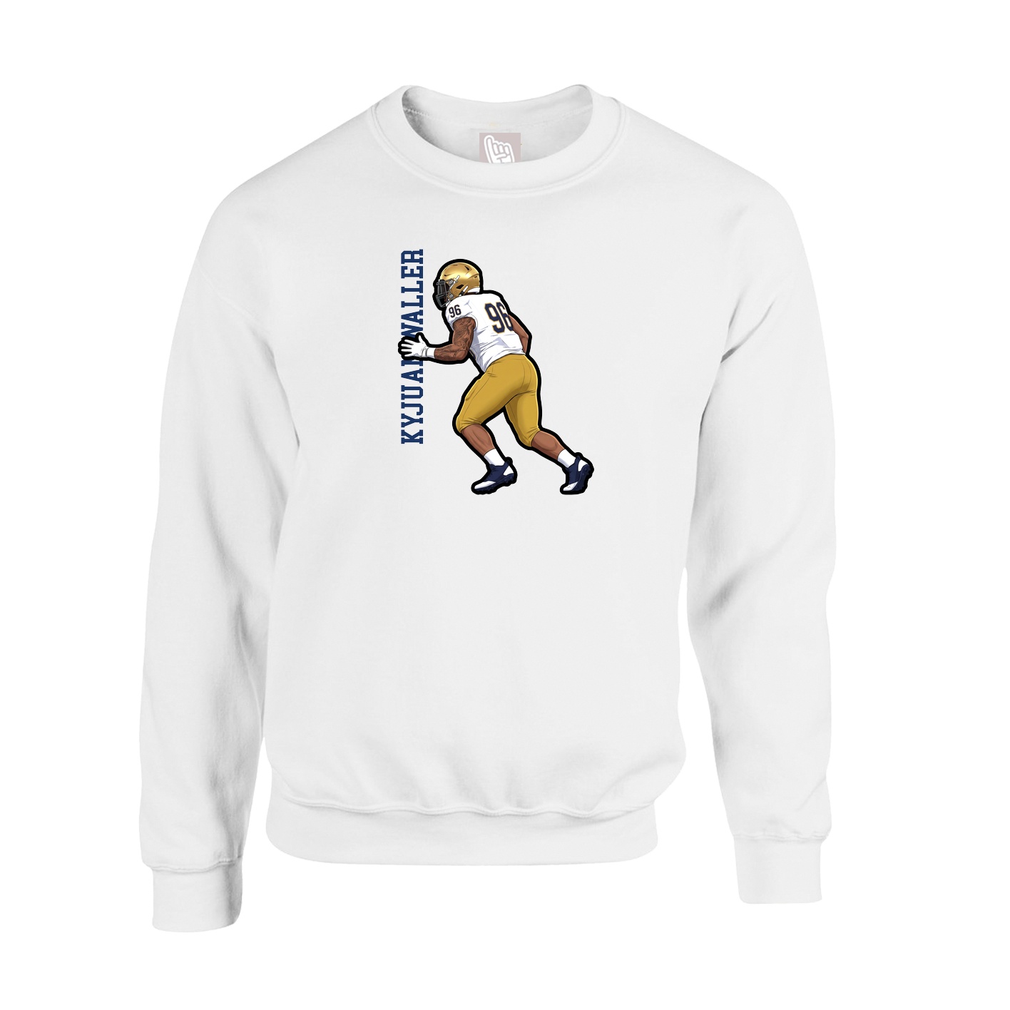 Fleece Crew — Name Vertical in White