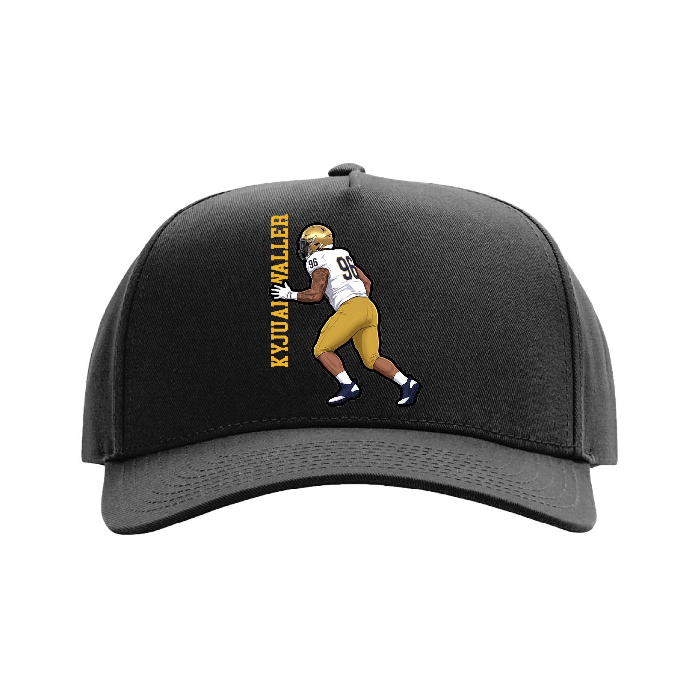 Full Fabric Five-Panel Champ Cap — Name Vertical in Black