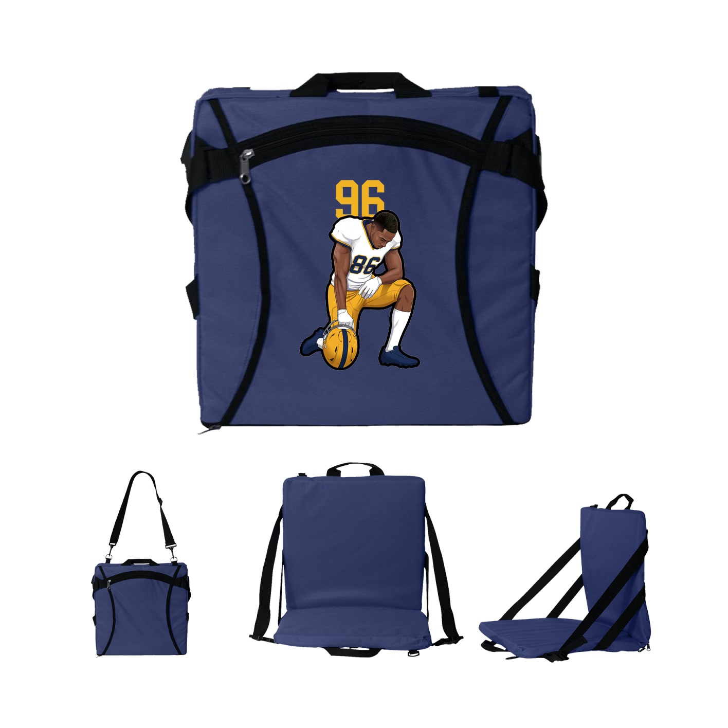 Folding Stadium Seat — Number Top in Navy