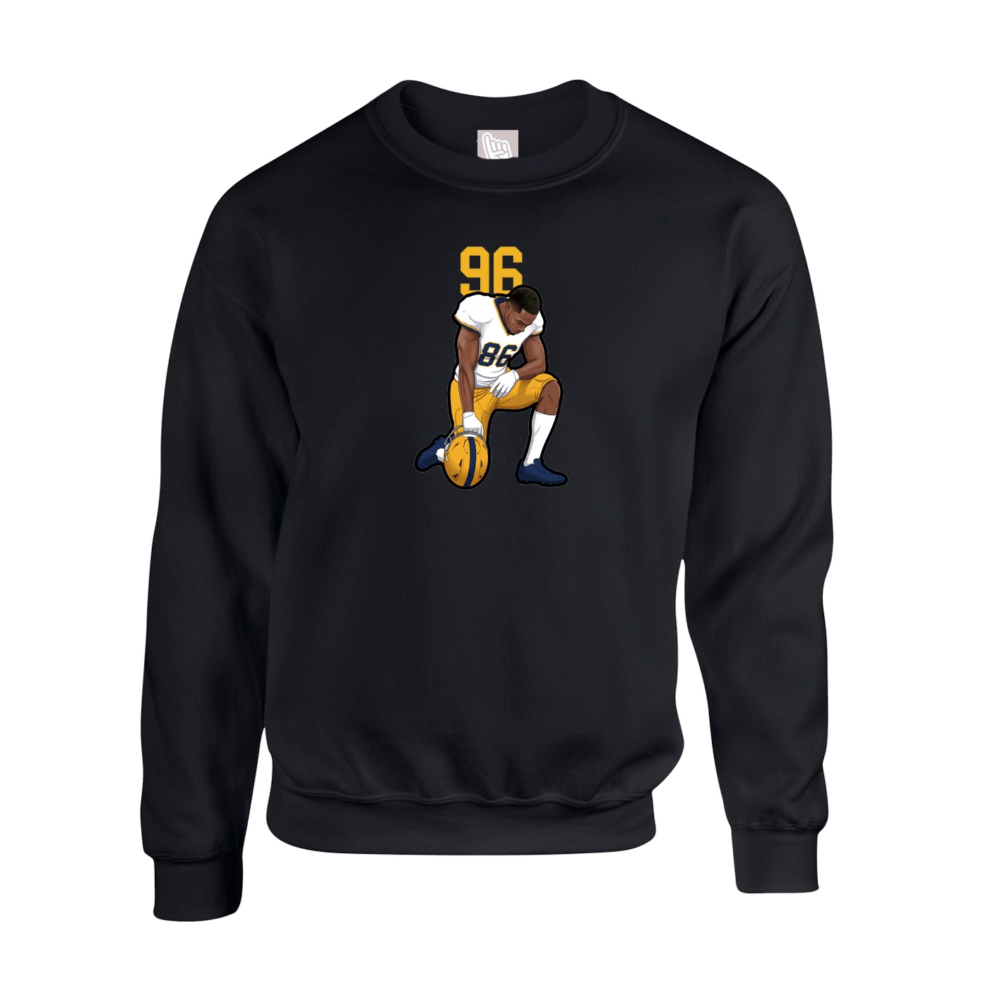 Fleece Crew — Number Top in Black