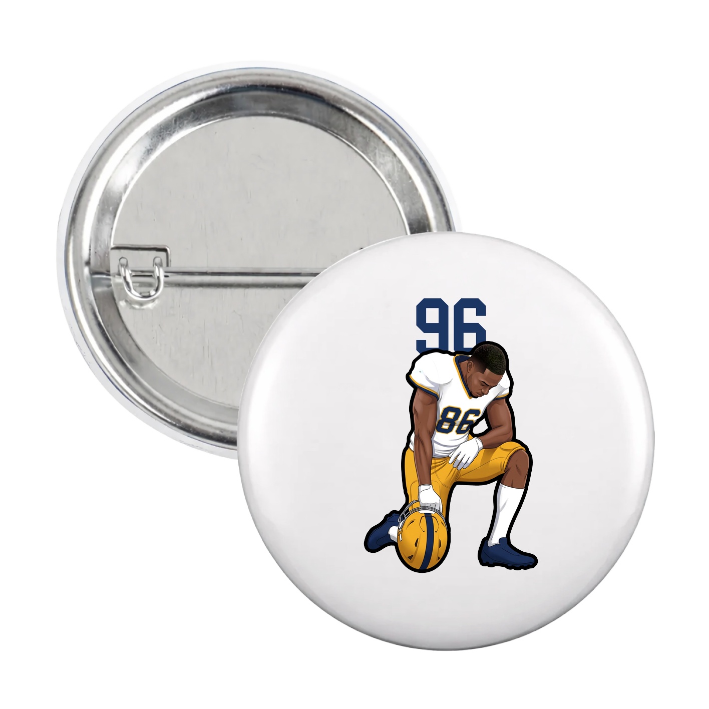 Game Day Button — Number Top in White