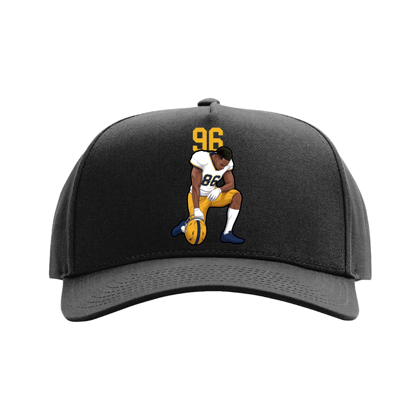 Full Fabric Five-Panel Champ Cap — Number Top in Black