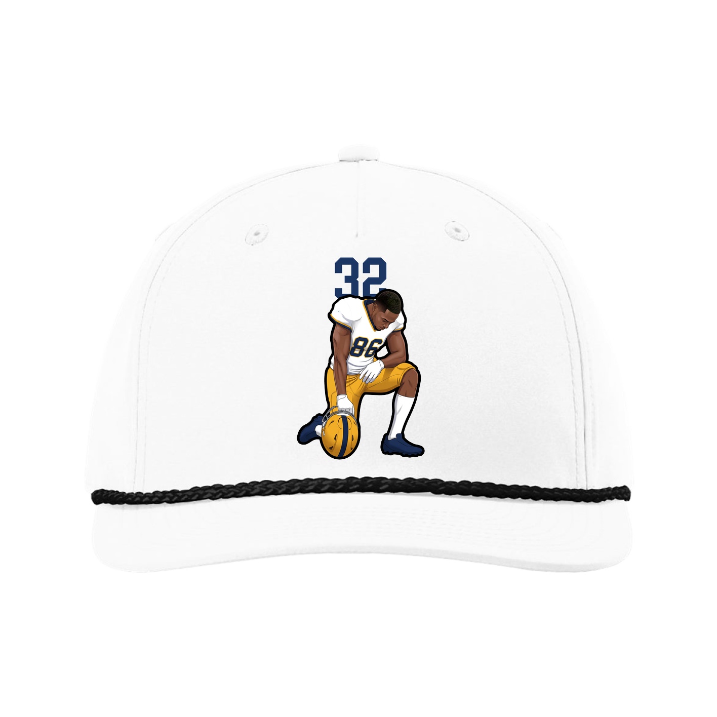 Five-Panel Classic Rope Cap — Number Top in White