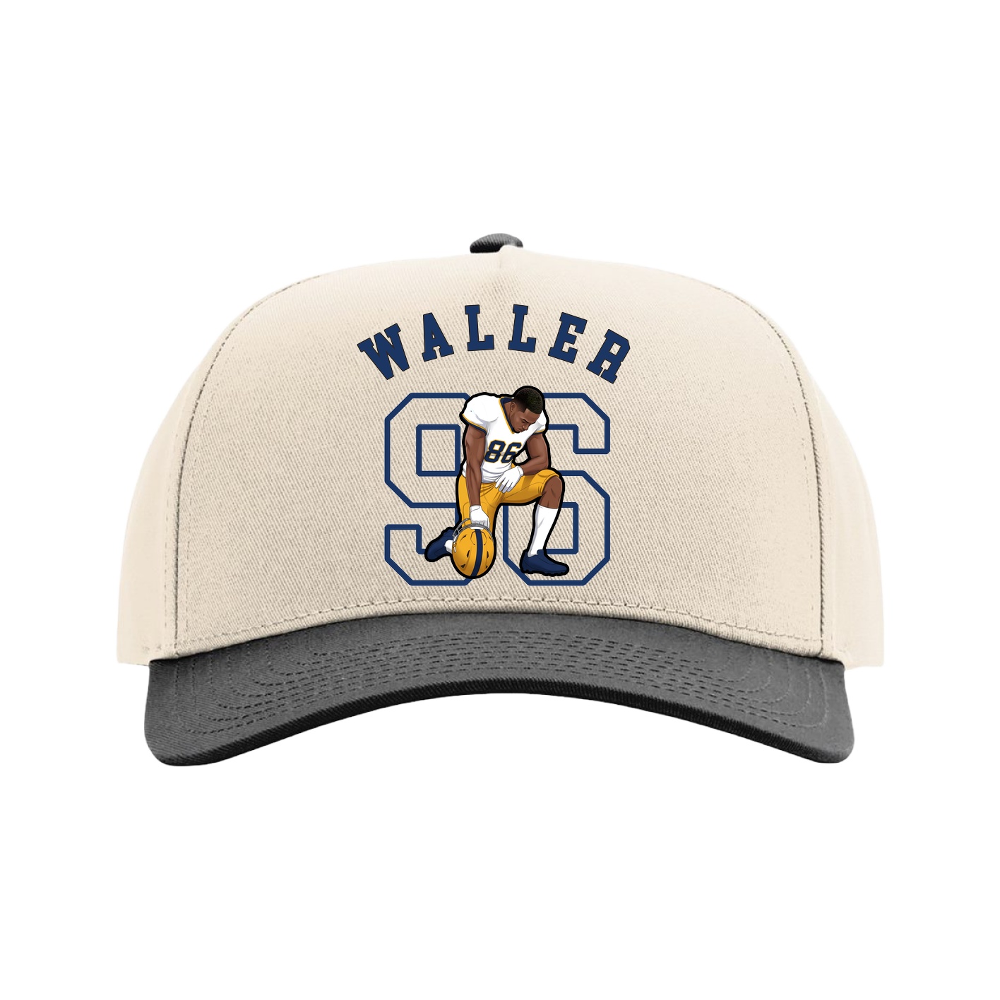 Full Fabric Five-Panel Champ Cap — Shirsey Arch in Cream/Black