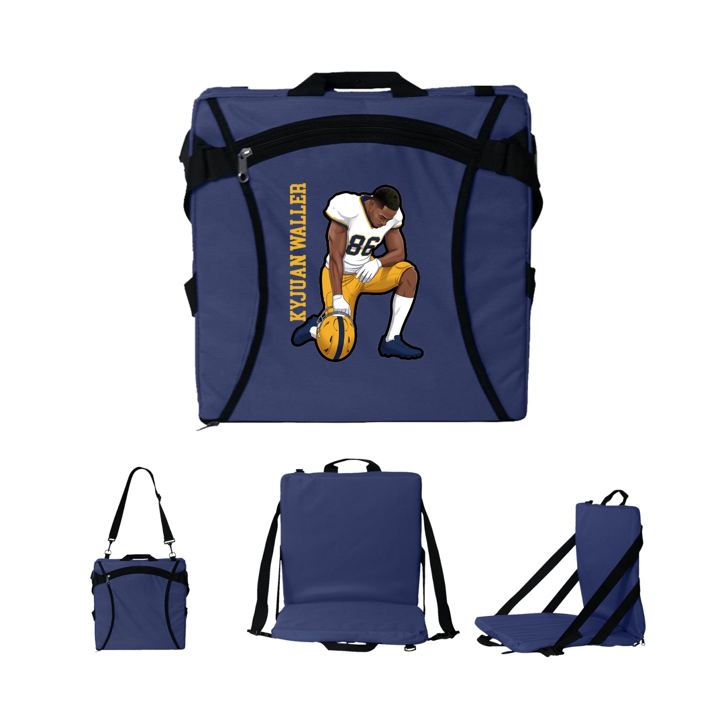 Folding Stadium Seat — Name Vertical in Navy