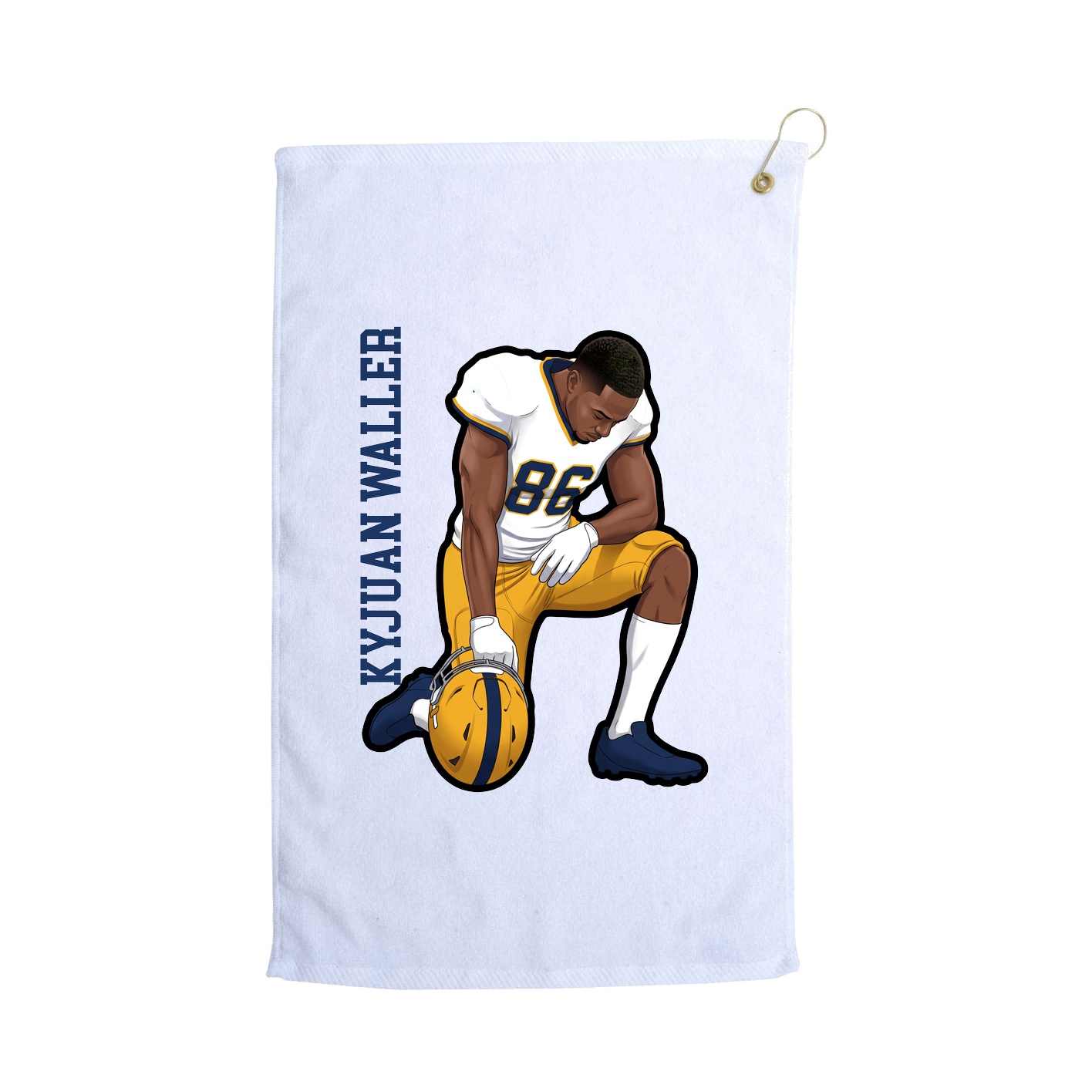 Golf Towel — Name Vertical in White