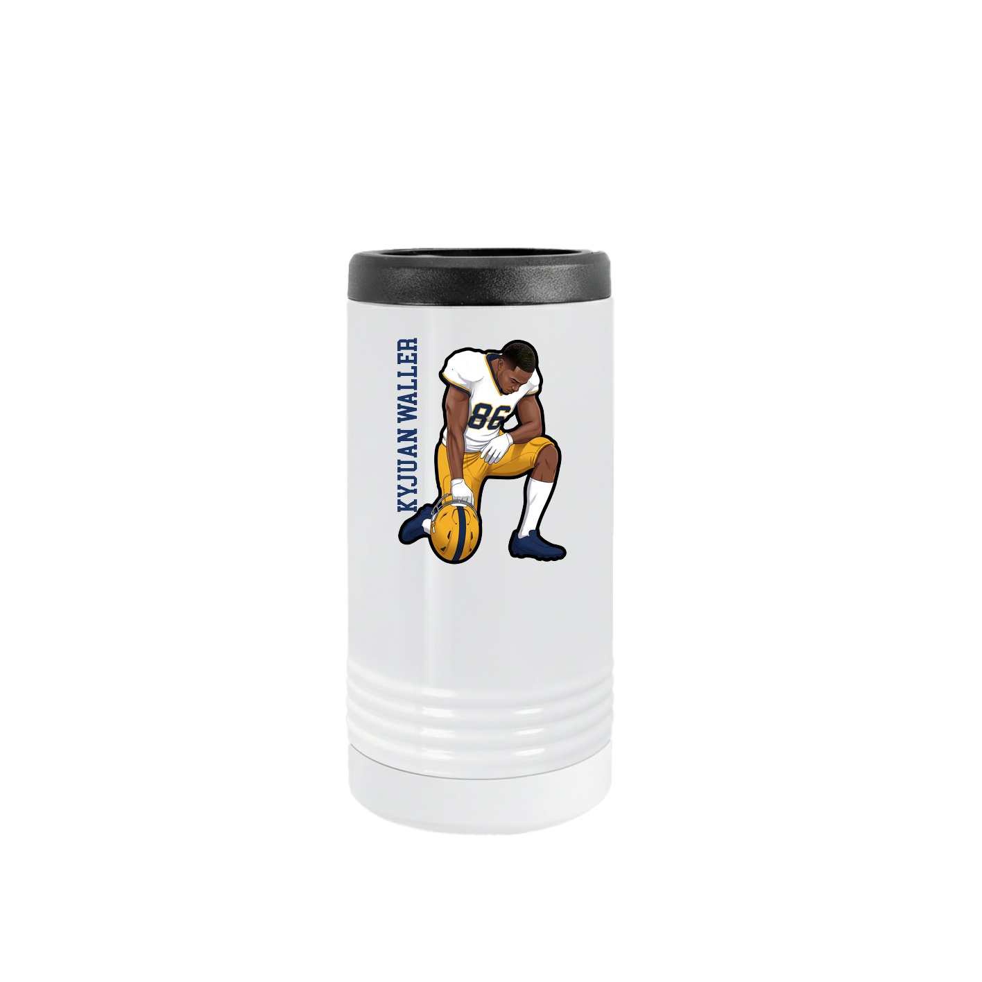 Slim Beverage Holder — Name Vertical in White