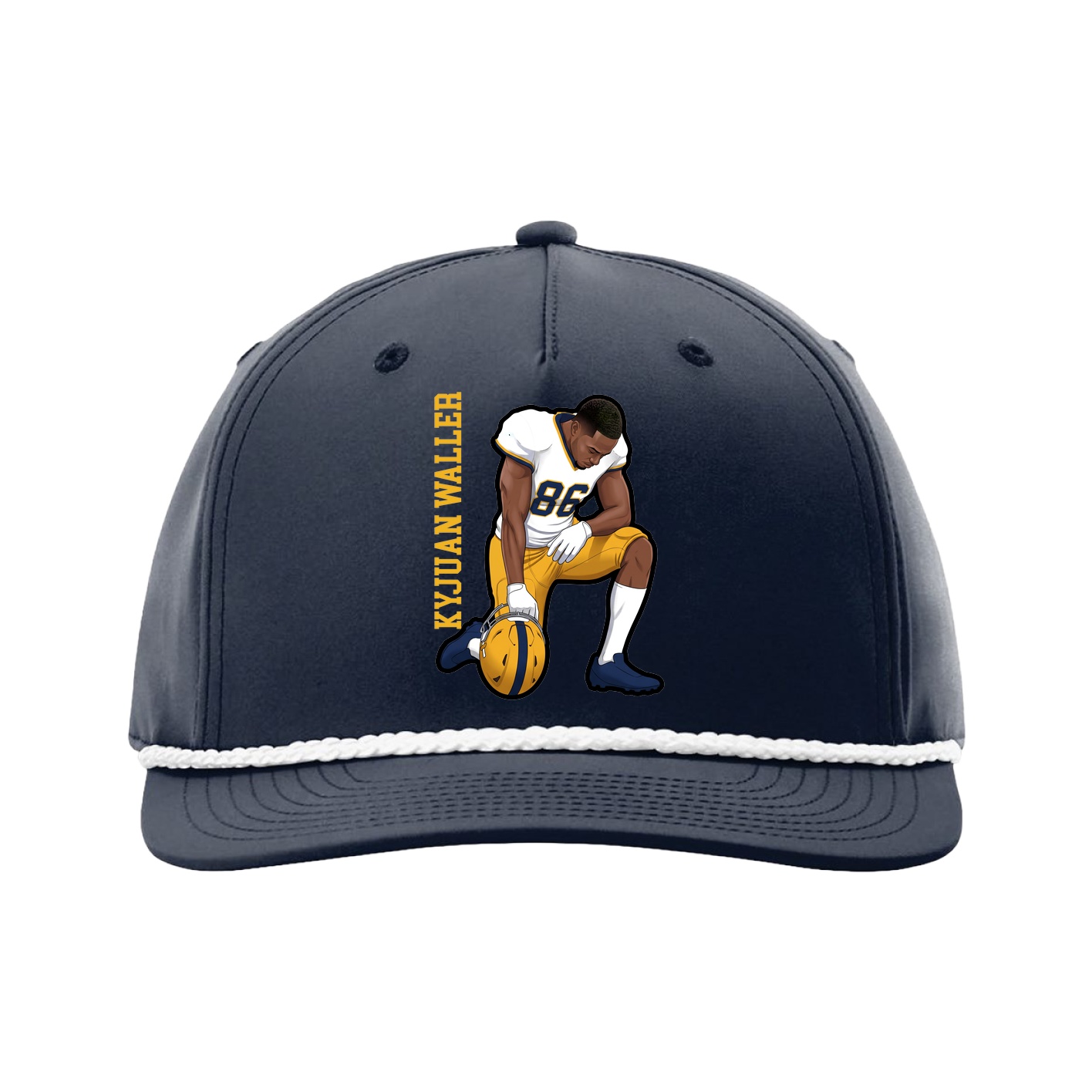 Five-Panel Classic Rope Cap — Name Vertical in Navy