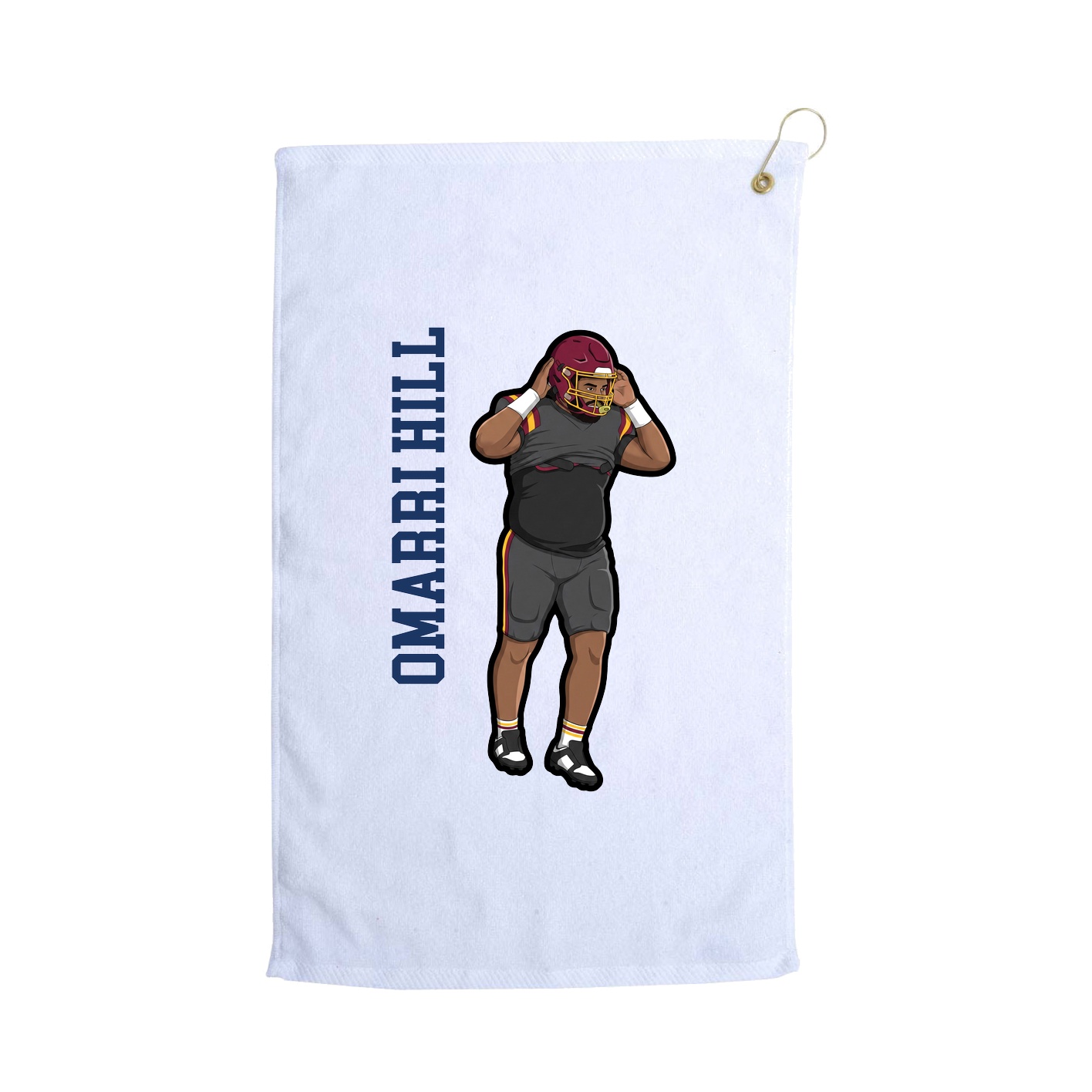 Golf Towel — Name Vertical in White