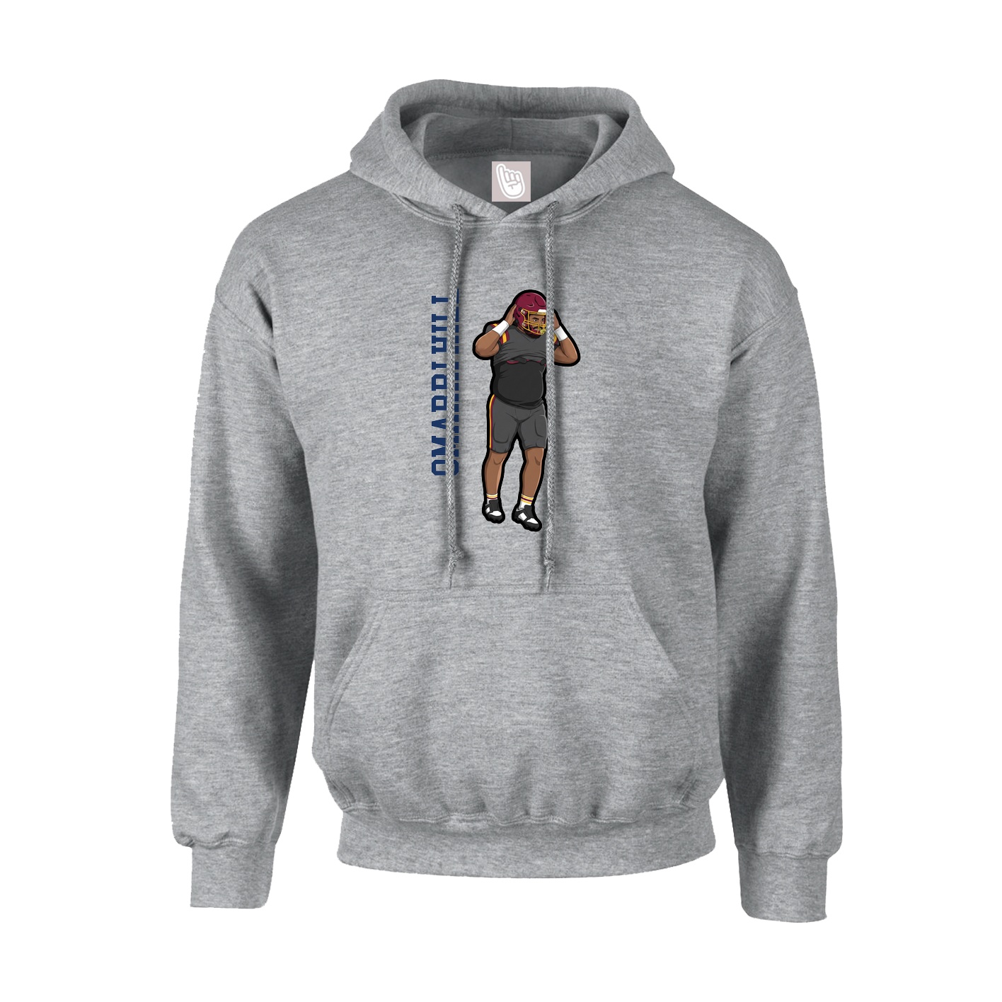 Hoodie — Name Vertical in Grey