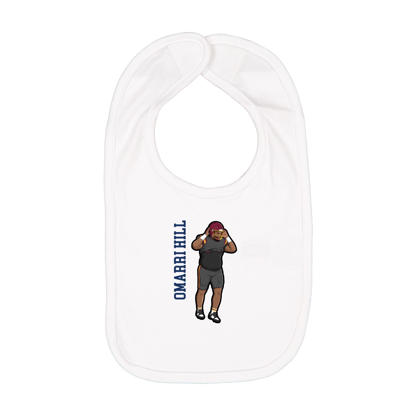 Infant Bib — Name Vertical in White