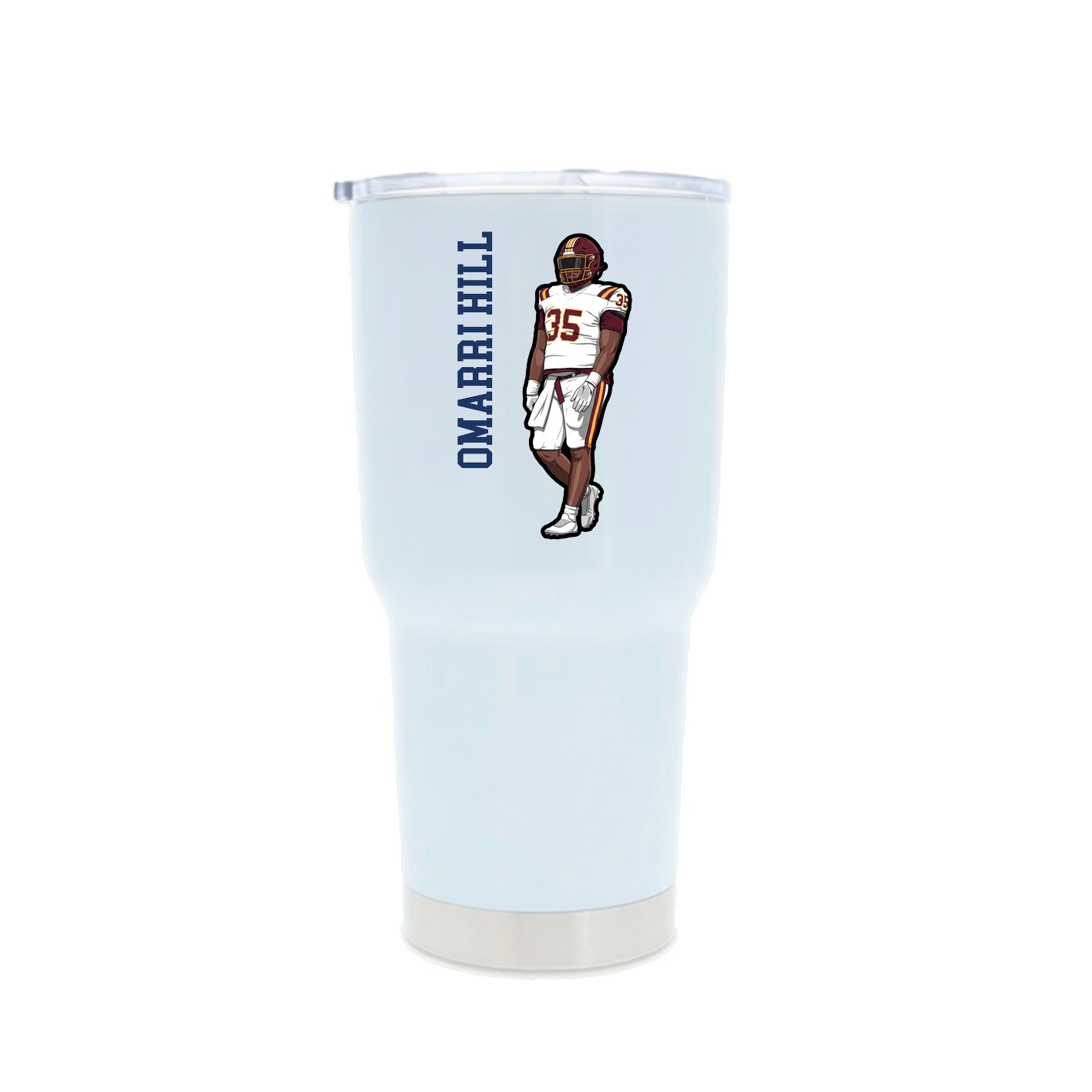 30oz Stainless Steel Tumbler — Name Vertical in White