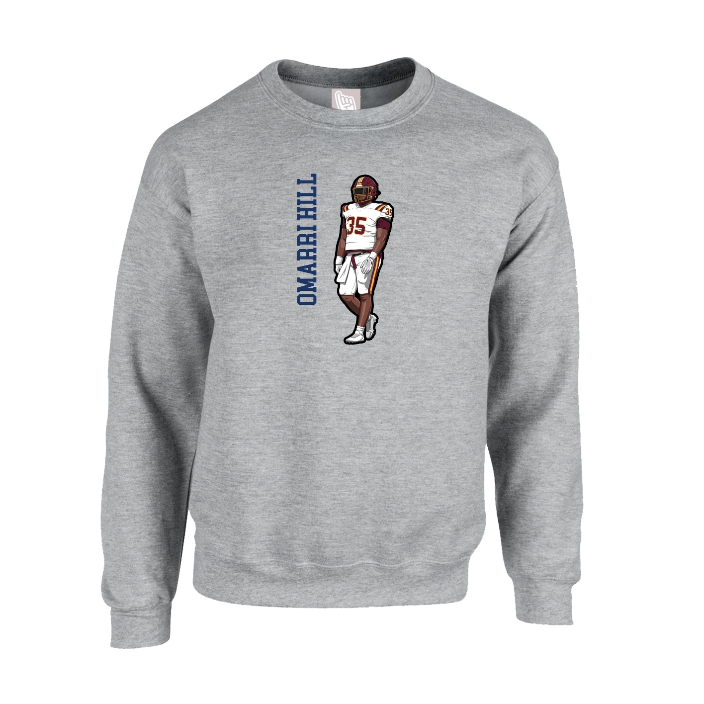 Fleece Crew — Name Vertical in Grey