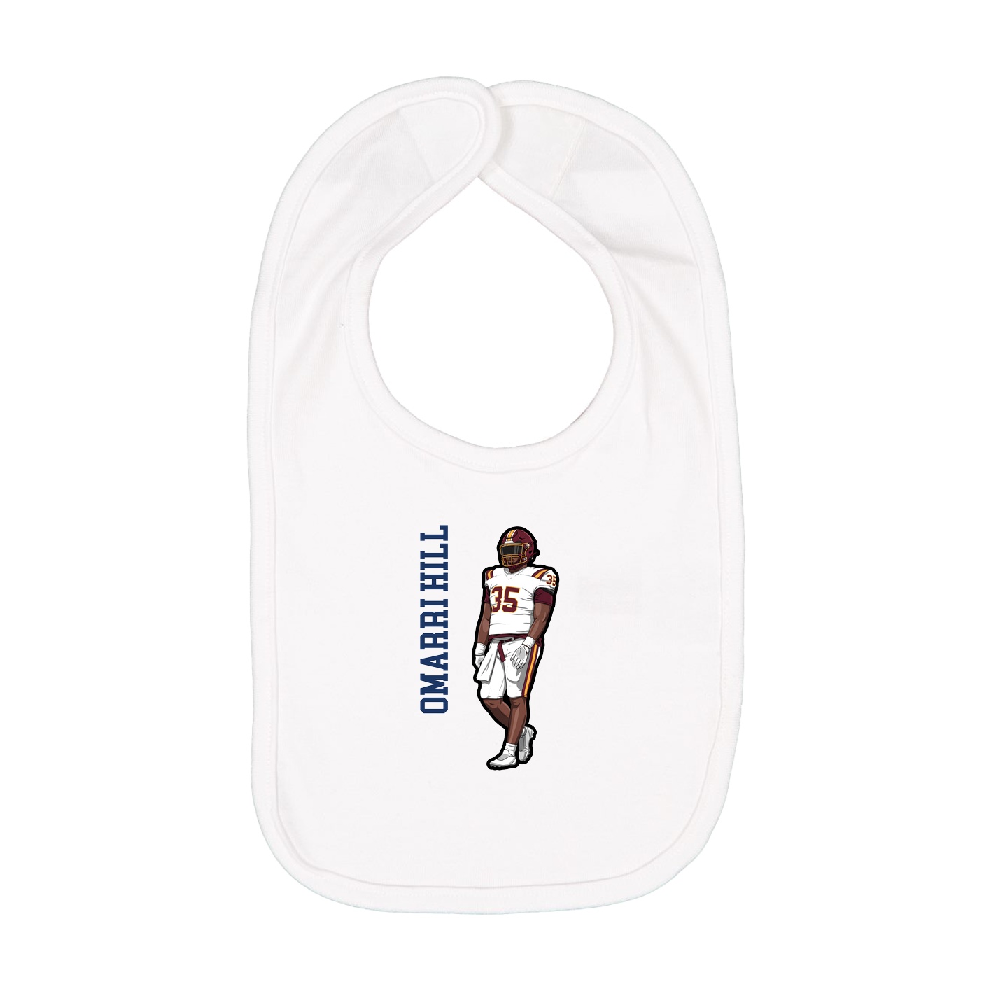 Infant Bib — Name Vertical in White