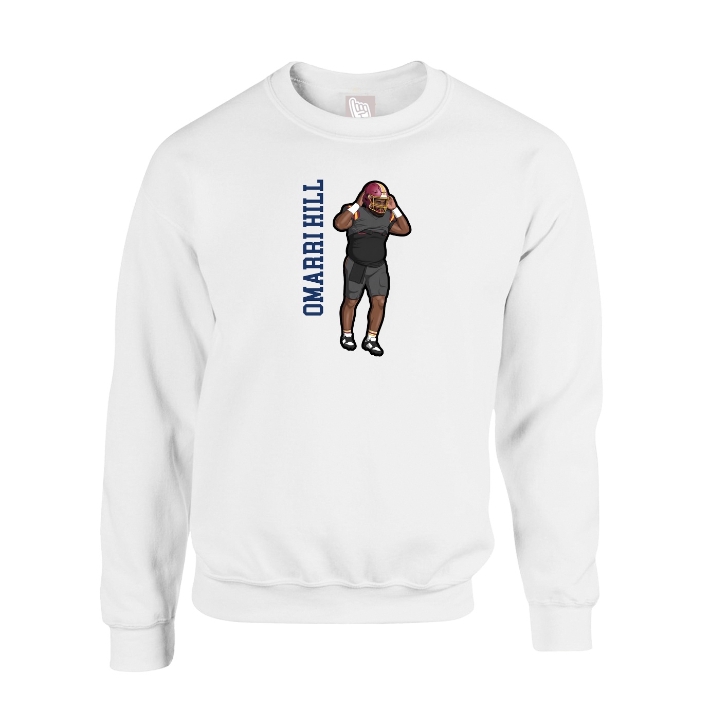 Fleece Crew — Name Vertical in White