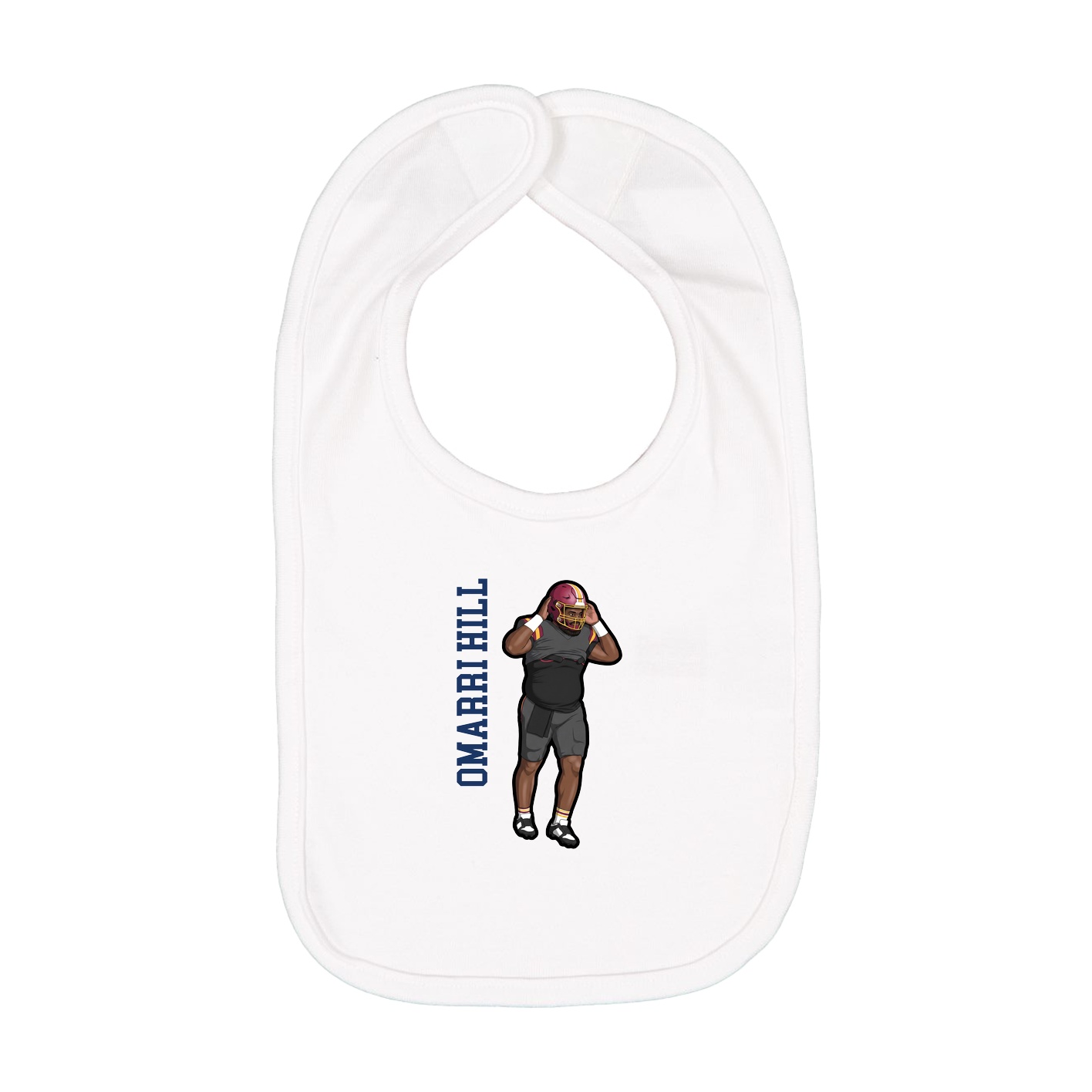 Infant Bib — Name Vertical in White