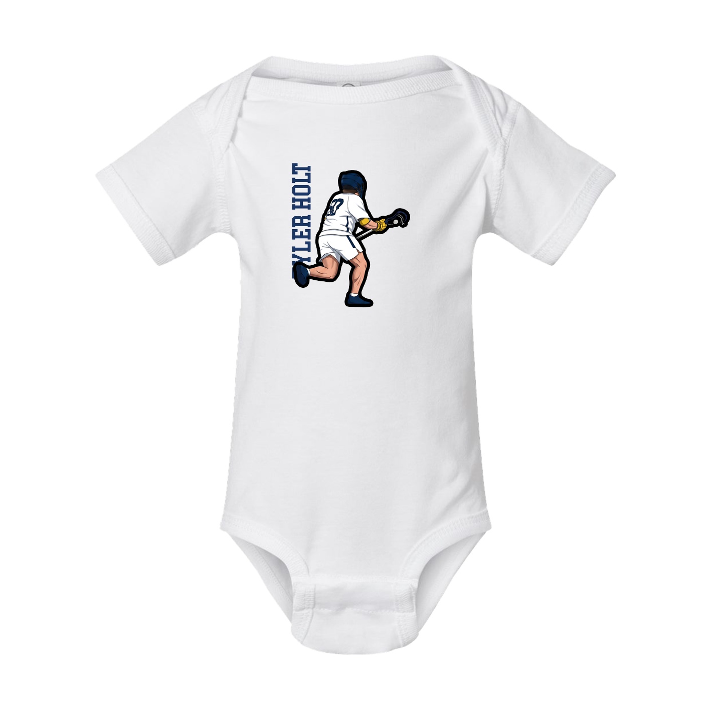 Baby Onesie — Name Vertical in White