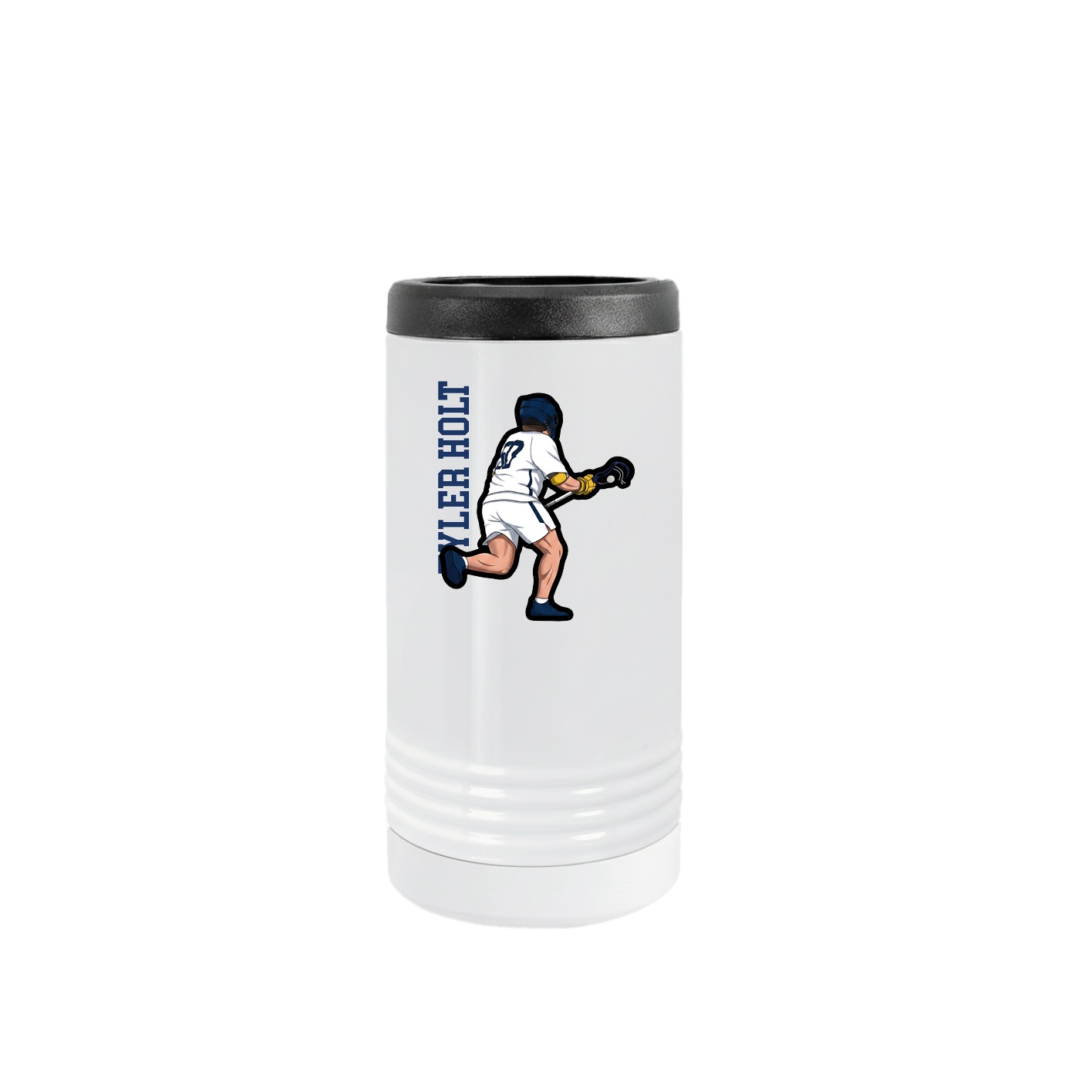 Slim Beverage Holder — Name Vertical in White