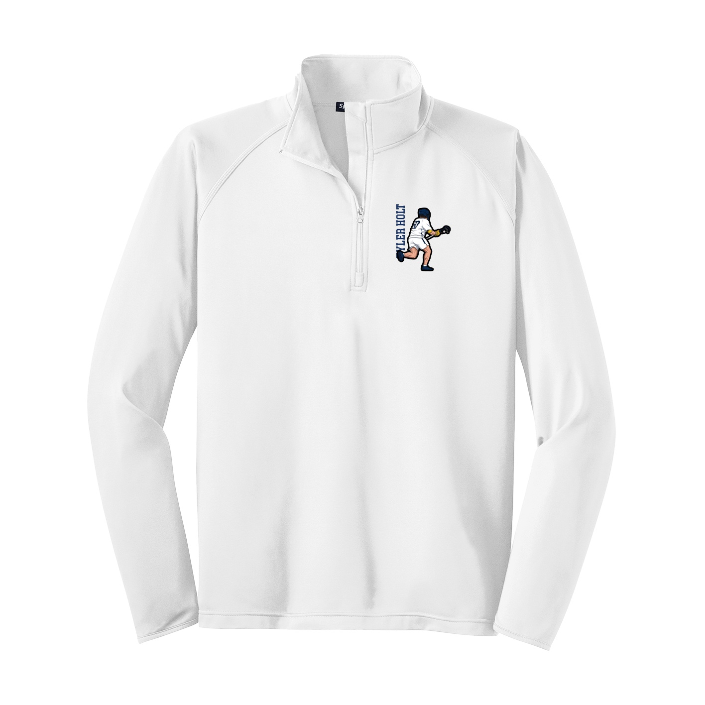 Q-Zip Pullover — Name Vertical in White