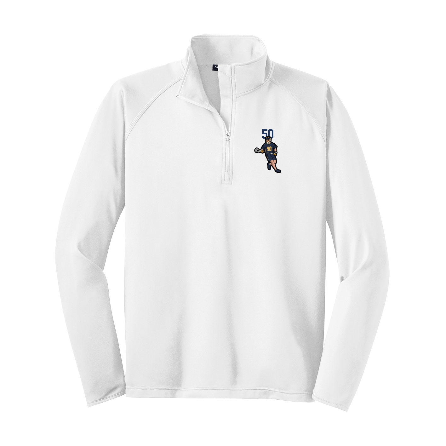 Q-Zip Pullover — Number Top in White