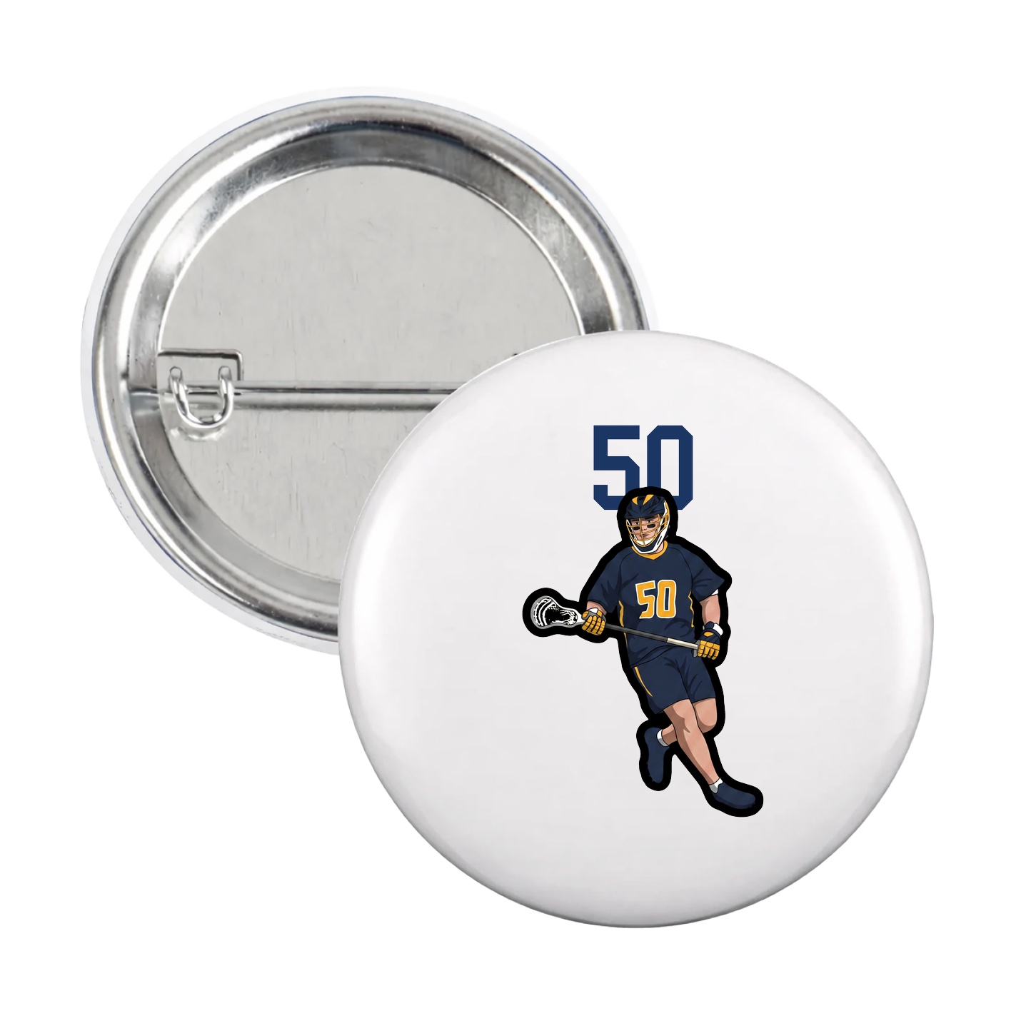 Game Day Button — Number Top in White